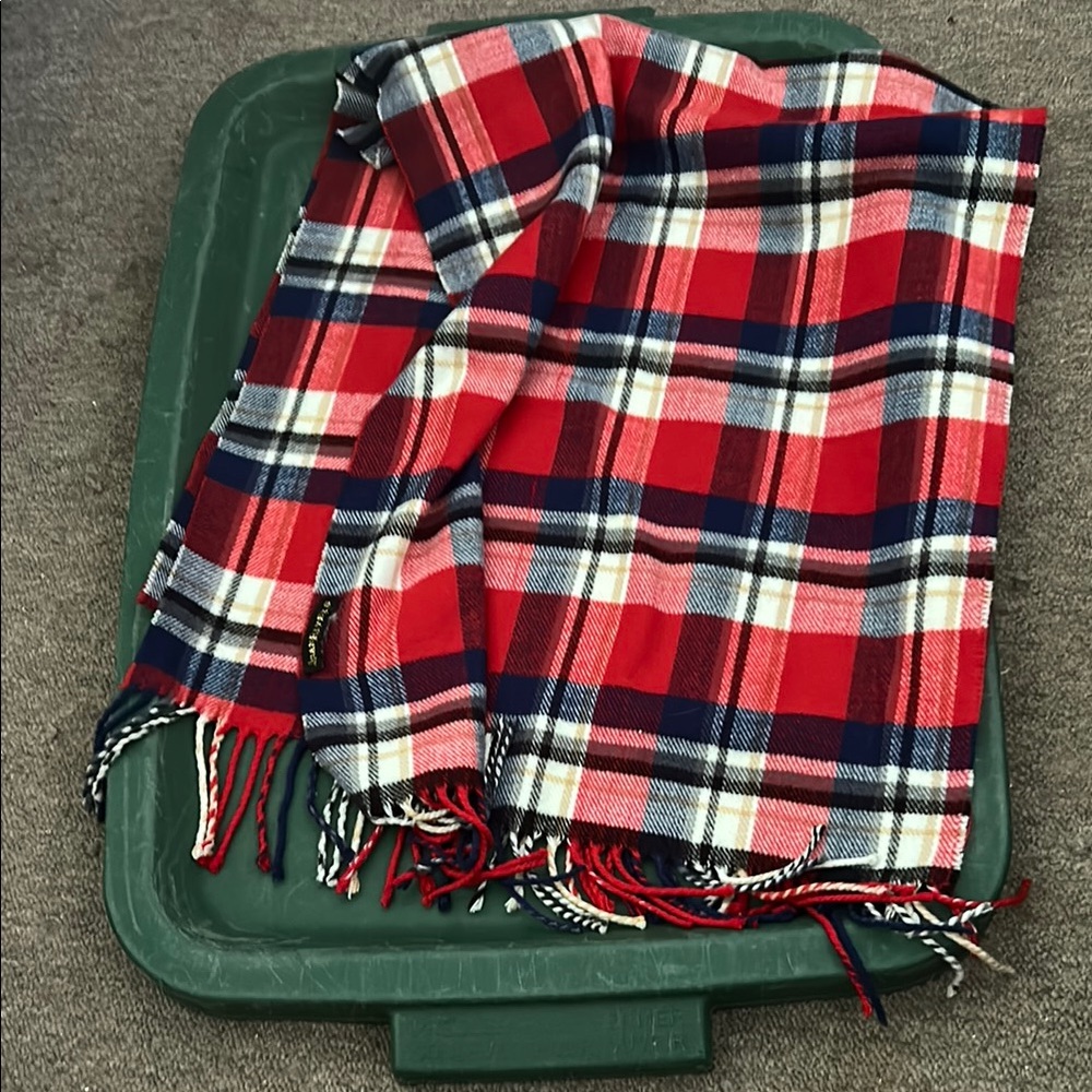 Joan Rivers Red and White Plaid Scarf